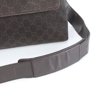 Gucci GG Canvas Leather Shoulder Bag Crossbody Messenger Brown