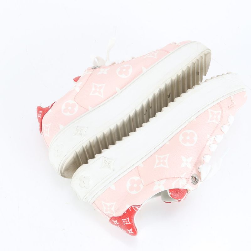 Louis Vuitton Monogram Time Out Line Leather Low Cut Sneakers Shoes 34