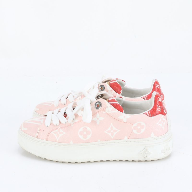 Louis Vuitton Monogram Time Out Line Leather Low Cut Sneakers Shoes 34