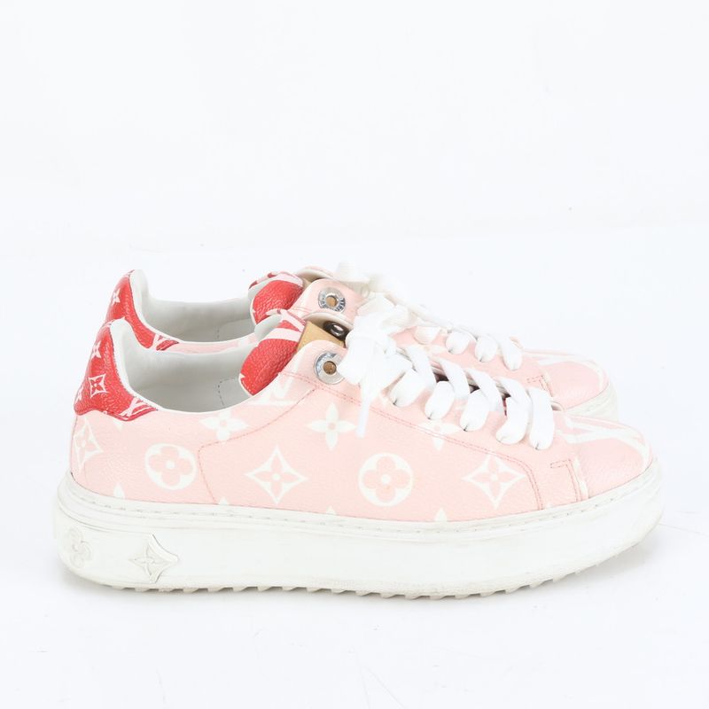 Louis Vuitton Monogram Time Out Line Leather Low Cut Sneakers Shoes 34