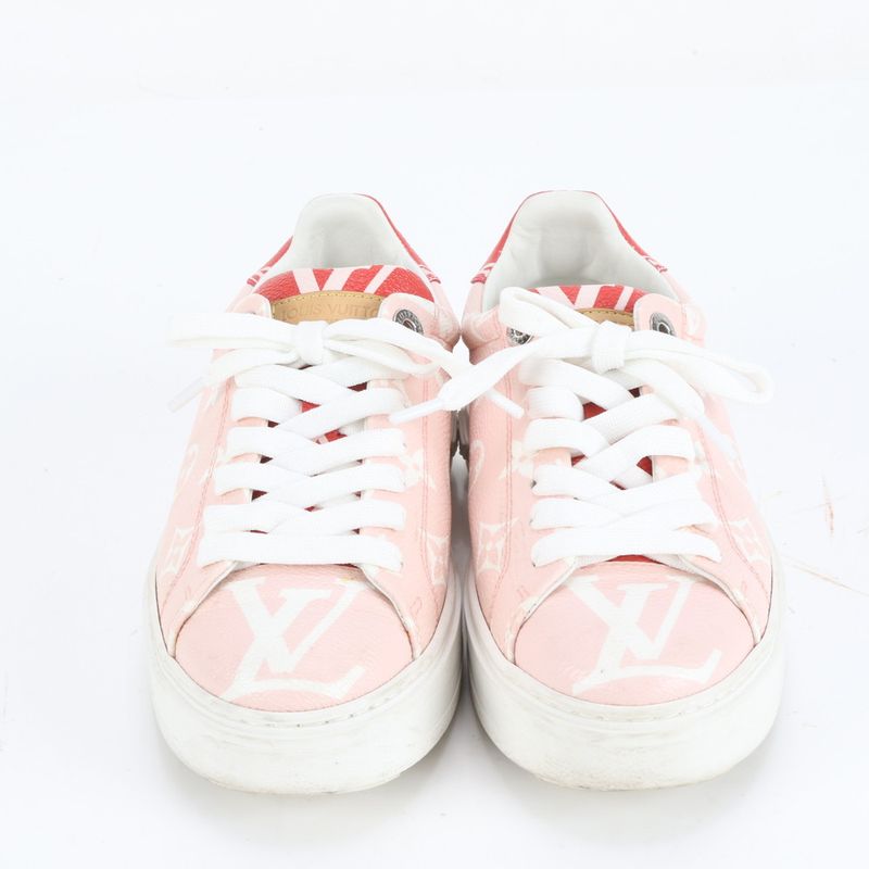 Louis Vuitton Monogram Time Out Line Leather Low Cut Sneakers Shoes 34
