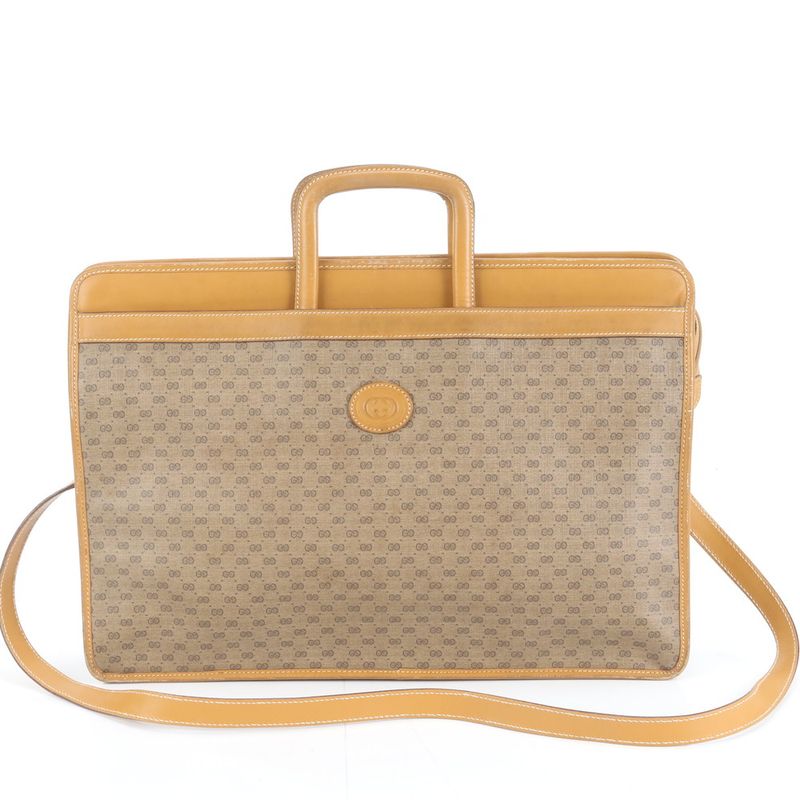 Gucci Old Micro GG Leather 2-Way Business Crossbody Shoulder Briefcase Tote