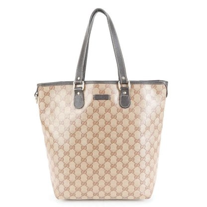 Gucci GG Crystal Leather Tote Shoulder Hand Brown A4 Eee