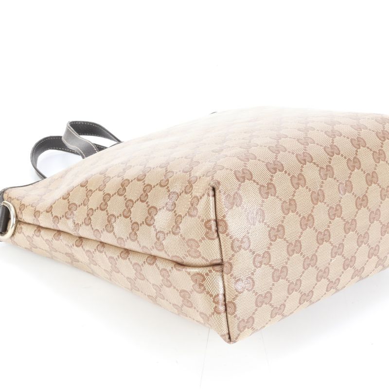 Gucci GG Crystal Leather Tote Shoulder Hand Brown A4 Eee
