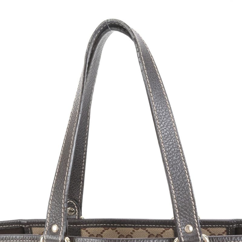 Gucci GG Crystal Leather Tote Shoulder Hand Brown A4 Eee