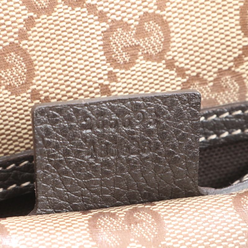 Gucci GG Crystal Leather Tote Shoulder Hand Brown A4 Eee