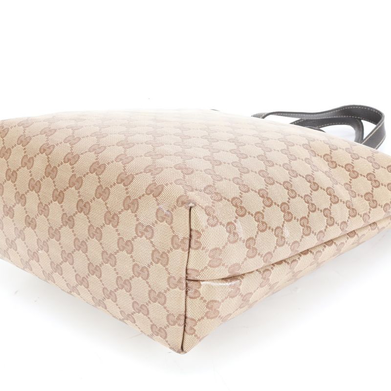 Gucci GG Crystal Leather Tote Shoulder Hand Brown A4 Eee