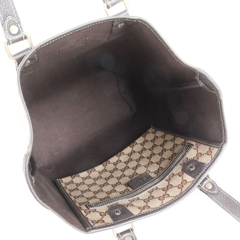 Gucci GG Crystal Leather Tote Shoulder Hand Brown A4 Eee
