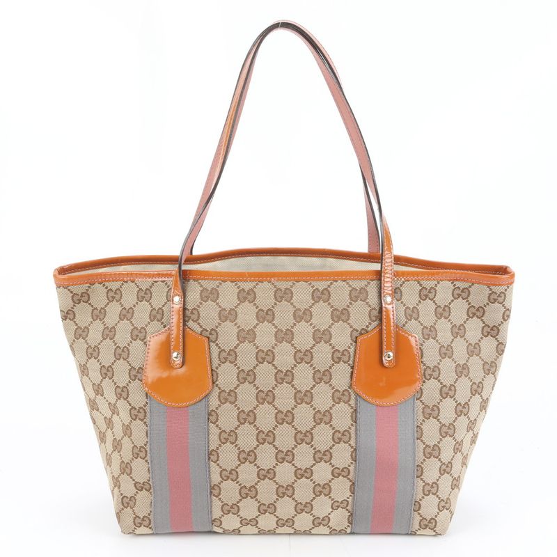 Gucci GG Canvas Sherry Line Leather Tote