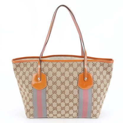 Gucci GG Canvas Sherry Line Leather Tote