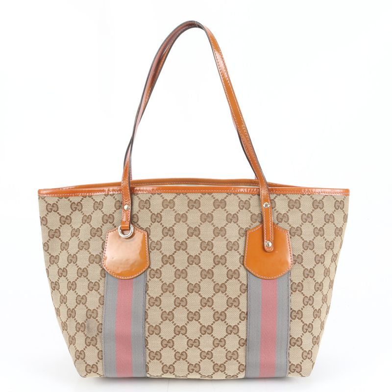 Gucci GG Canvas Sherry Line Leather Tote