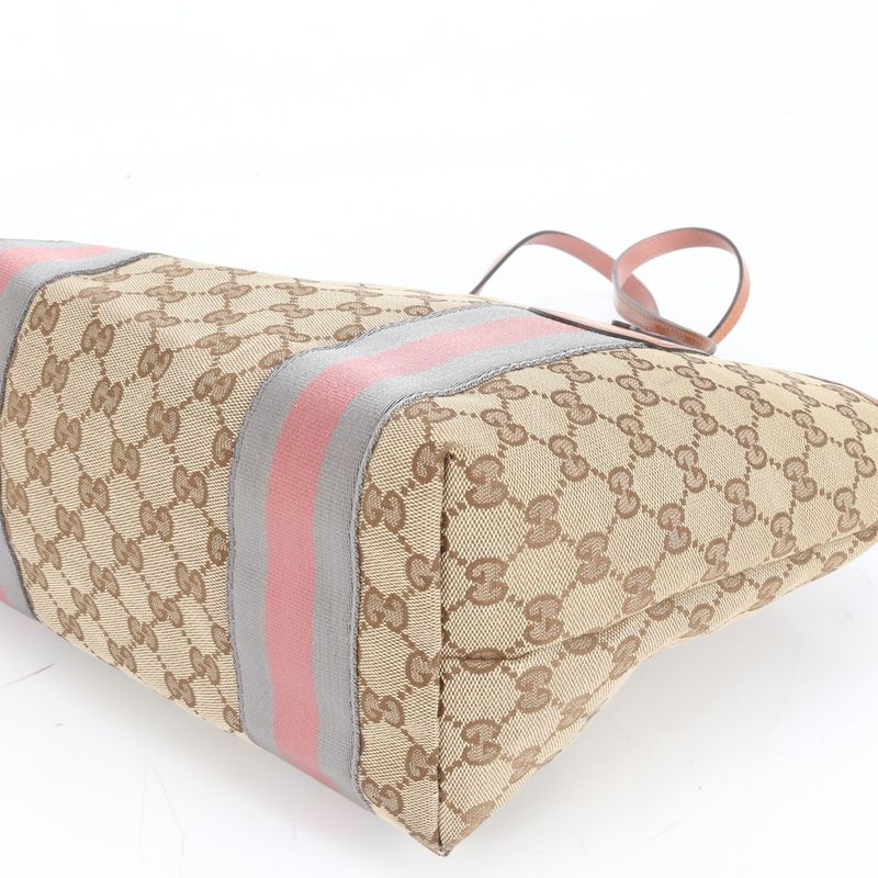 Gucci GG Canvas Sherry Line Leather Tote