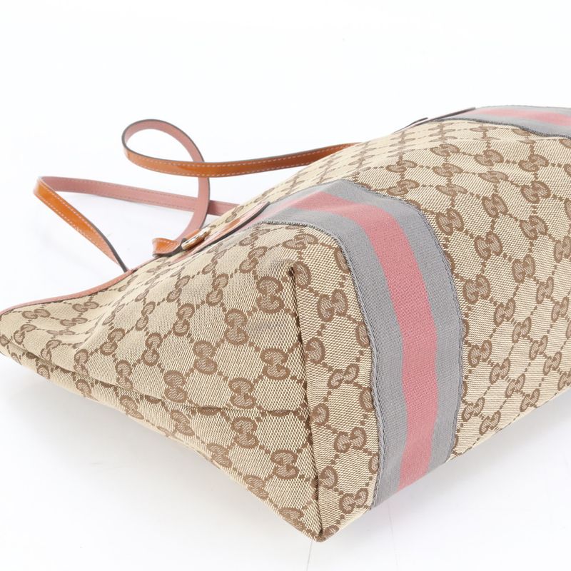 Gucci GG Canvas Sherry Line Leather Tote