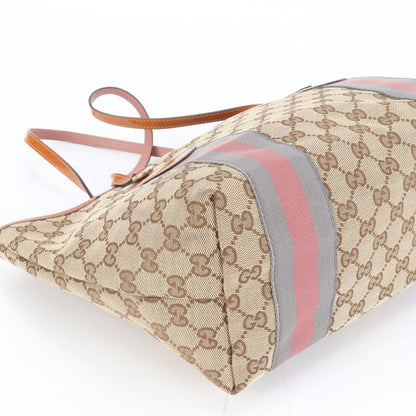 Gucci GG Canvas Sherry Line Leather Tote