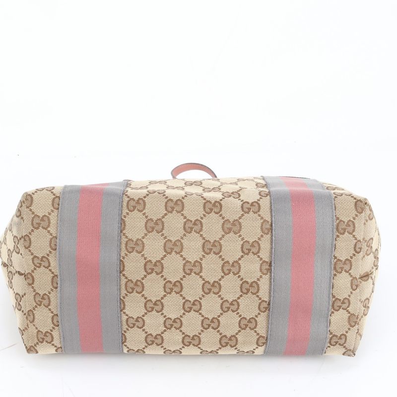 Gucci GG Canvas Sherry Line Leather Tote