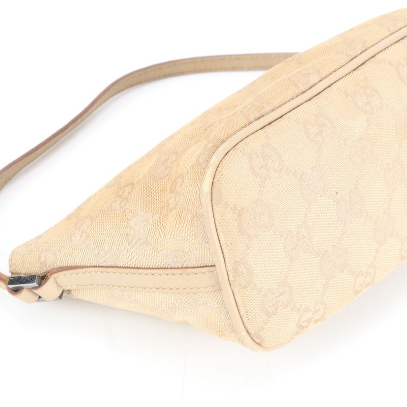 Gucci GG Canvas Beige Leather Shoulder Bag Hand Pouch