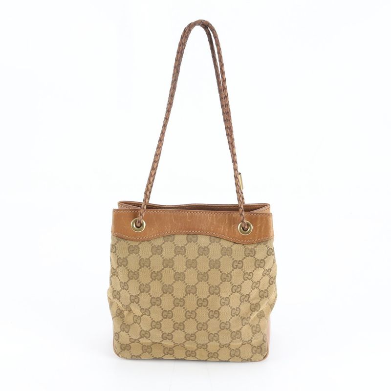 Gucci GG Canvas Leather Shoulder Bag Tote