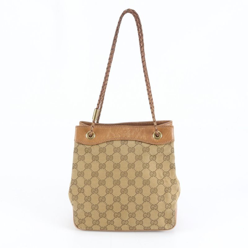 Gucci GG Canvas Leather Shoulder Bag Tote