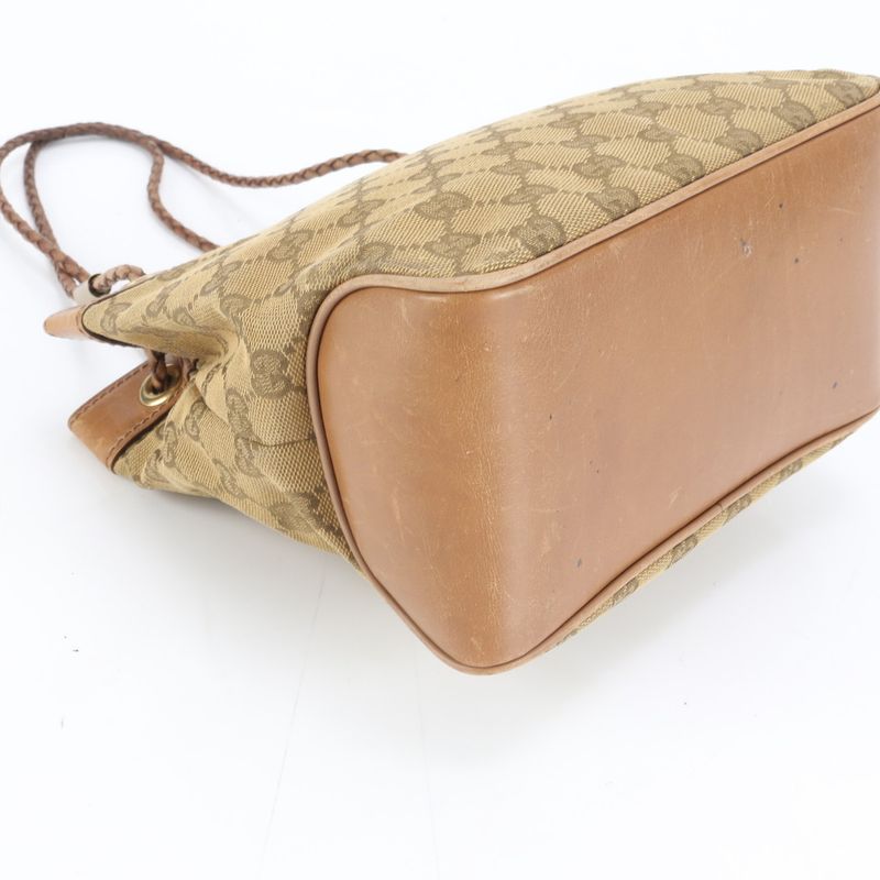 Gucci GG Canvas Leather Shoulder Bag Tote