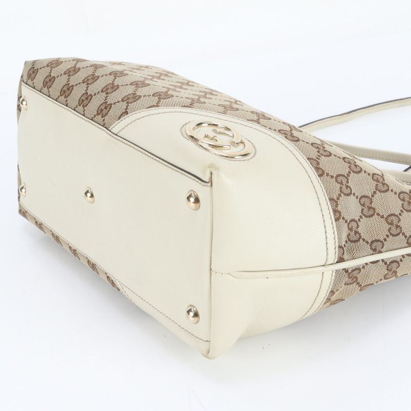 Gucci GG Canvas New Brit Leather Tote