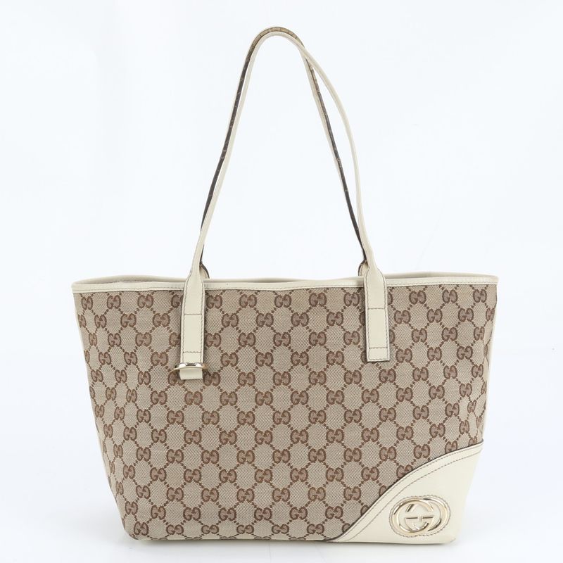 Gucci GG Canvas New Brit Leather Tote