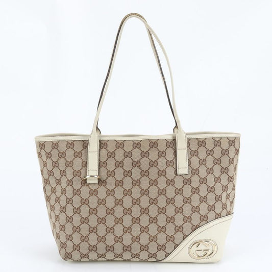 Gucci GG Canvas New Brit Leather Tote