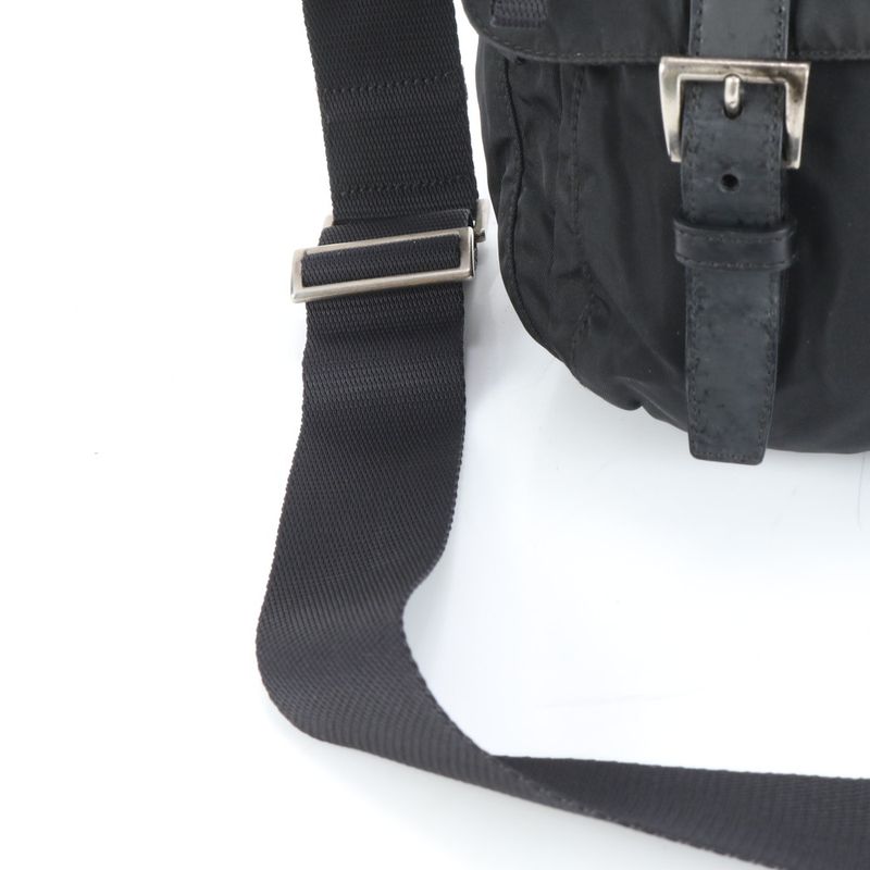 Prada Tessuto Nylon Triangle Logo Shoulder Bag Crossbody Messenger Black