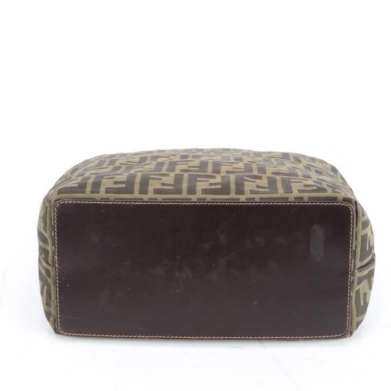 Fendi Zucca Leather Nylon Tote Shoulder Business Commuting Brown A4