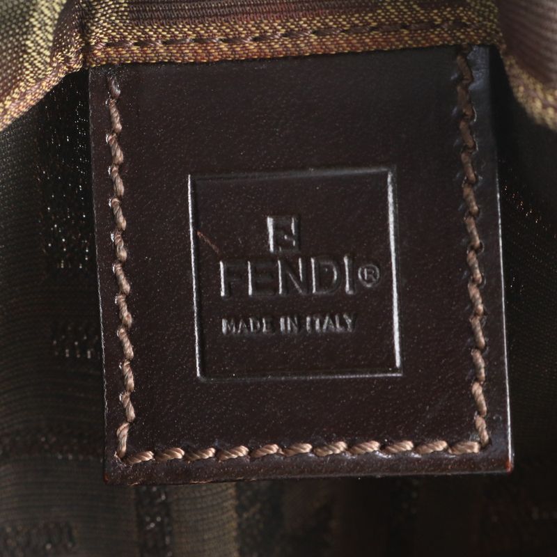 Fendi Zucca Leather Nylon Tote Shoulder Business Commuting Brown A4