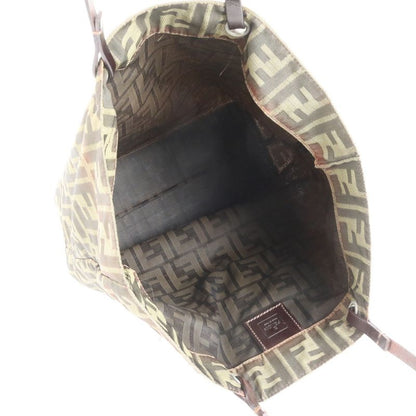 Fendi Zucca Leather Nylon Tote Shoulder Business Commuting Brown A4