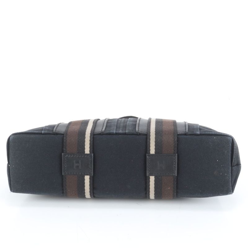 Hermes Troca Horizontal MM Leather Canvas Tote Shoulder Commuting Black