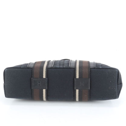 Hermes Troca Horizontal MM Leather Canvas Tote Shoulder Commuting Black