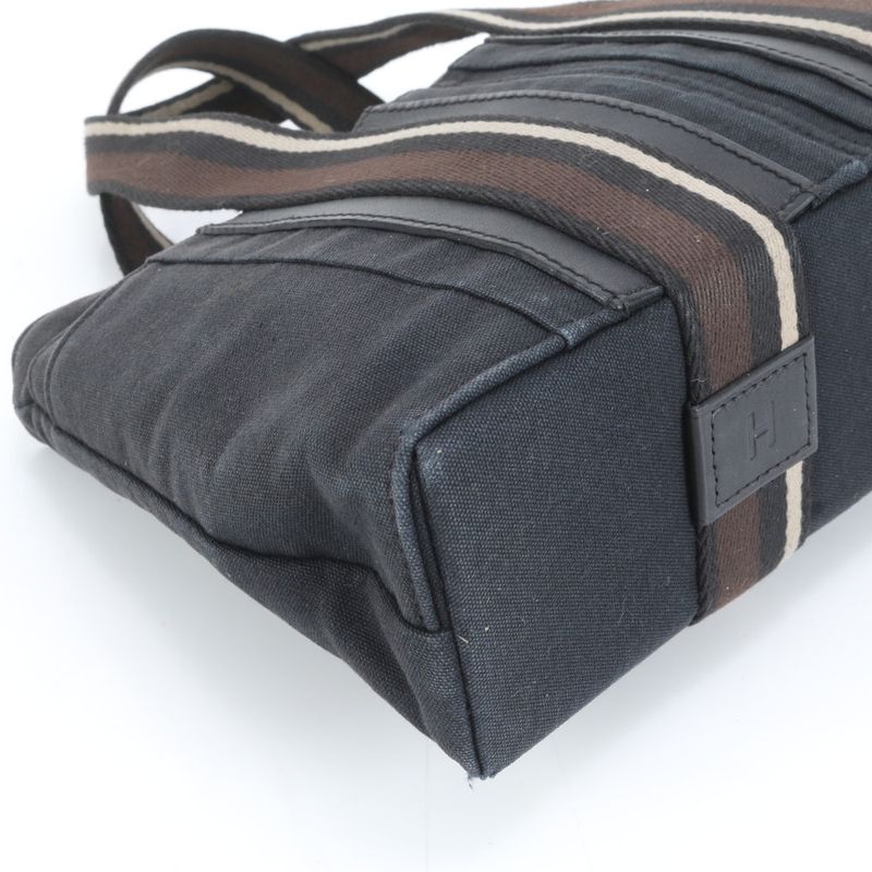 Hermes Troca Horizontal MM Leather Canvas Tote Shoulder Commuting Black