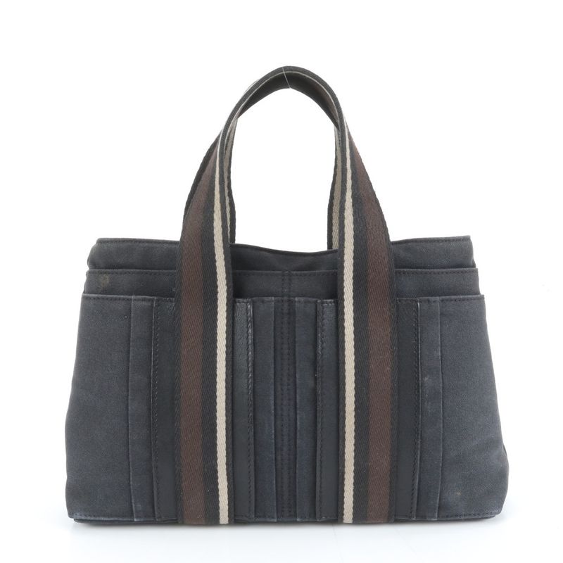 Hermes Troca Horizontal MM Leather Canvas Tote Shoulder Commuting Black