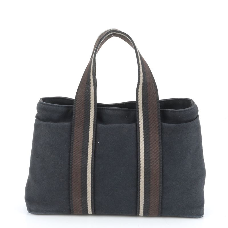 Hermes Troca Horizontal MM Leather Canvas Tote Shoulder Commuting Black
