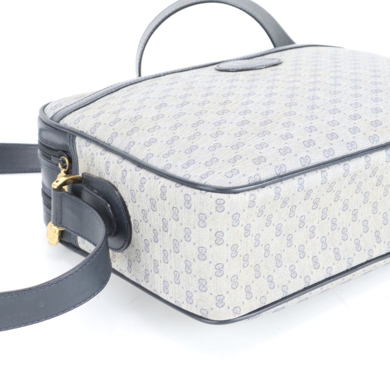 Gucci Vintage Micro GG 001 86 Leather Shoulder Bag Crossbody Navy