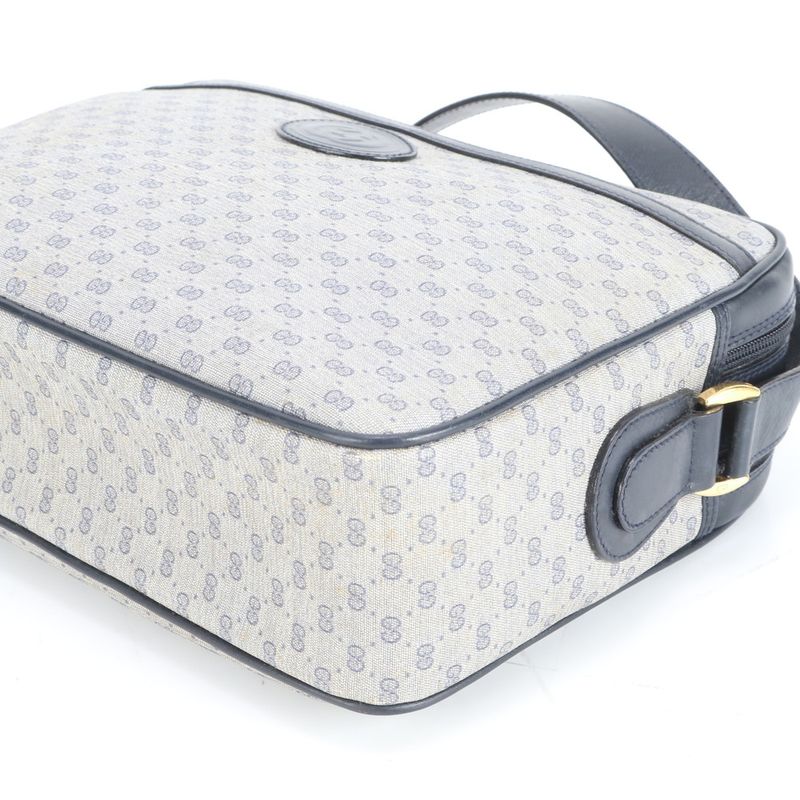 Gucci Vintage Micro GG 001 86 Leather Shoulder Bag Crossbody Navy