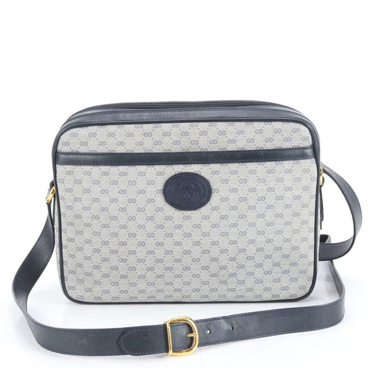 Gucci Vintage Micro GG 001 86 Leather Shoulder Bag Crossbody Navy