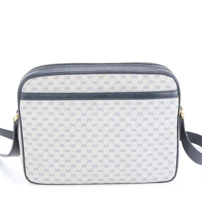 Gucci Vintage Micro GG 001 86 Leather Shoulder Bag Crossbody Navy