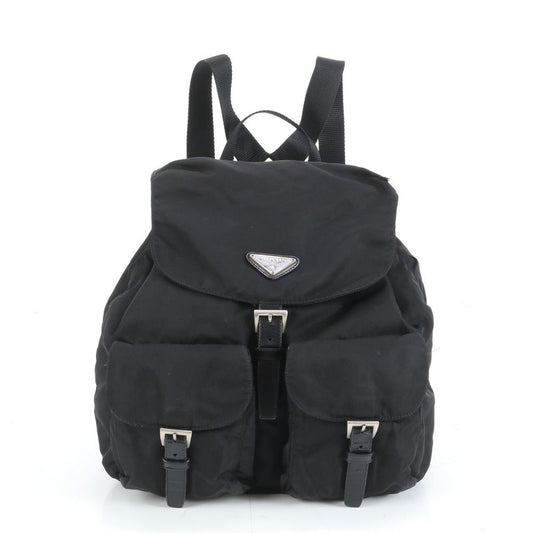 Prada Tessuto Nylon Triangle Logo Leather Backpack