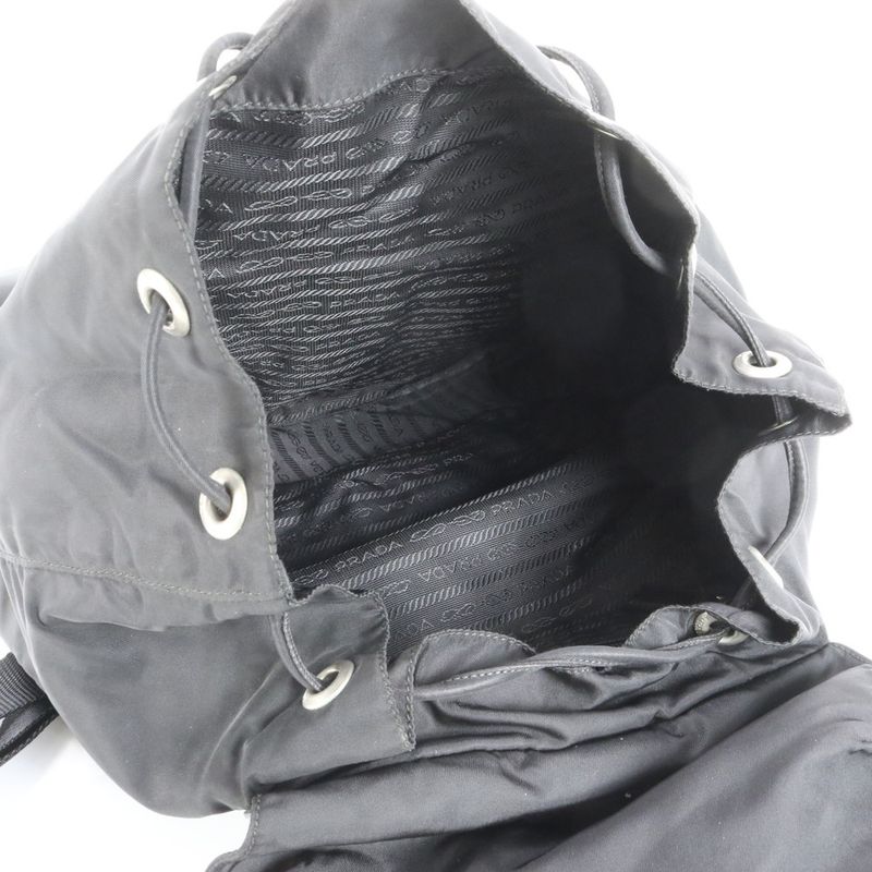 Prada Tessuto Nylon Triangle Logo Leather Backpack