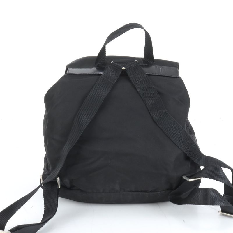 Prada Tessuto Nylon Triangle Logo Leather Backpack