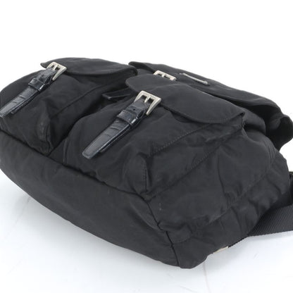 Prada Tessuto Nylon Triangle Logo Leather Backpack