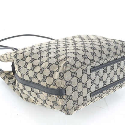 Gucci GG Canvas Leather Tote Shoulder Hand Black