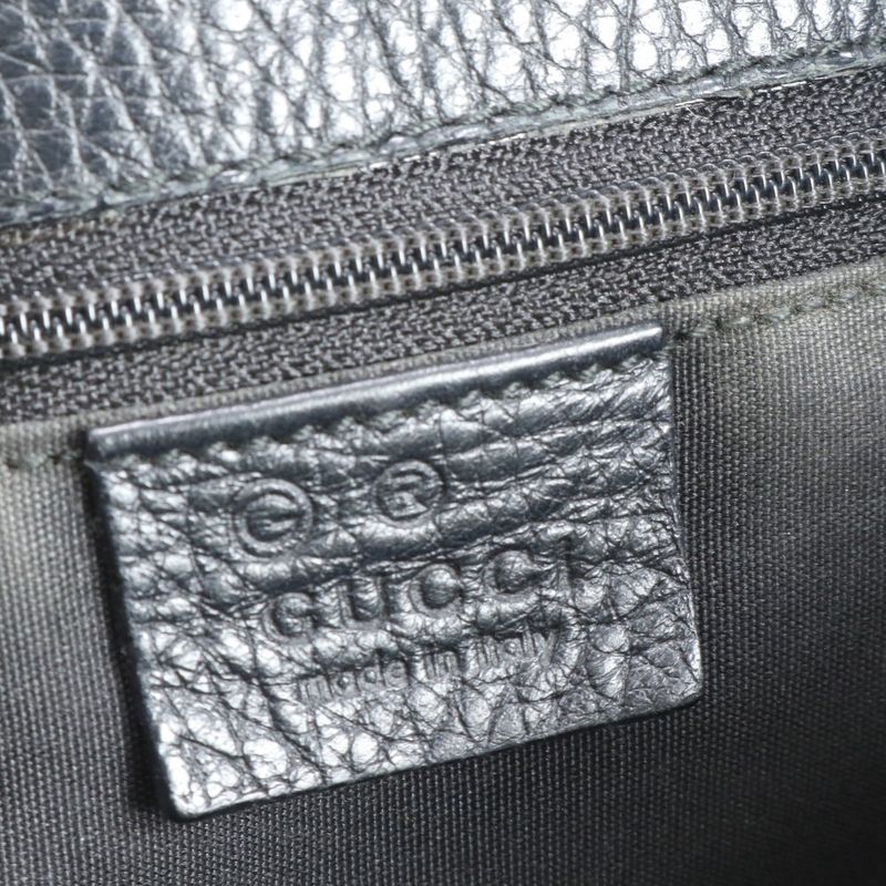 Gucci GG Canvas Leather Tote Shoulder Hand Black