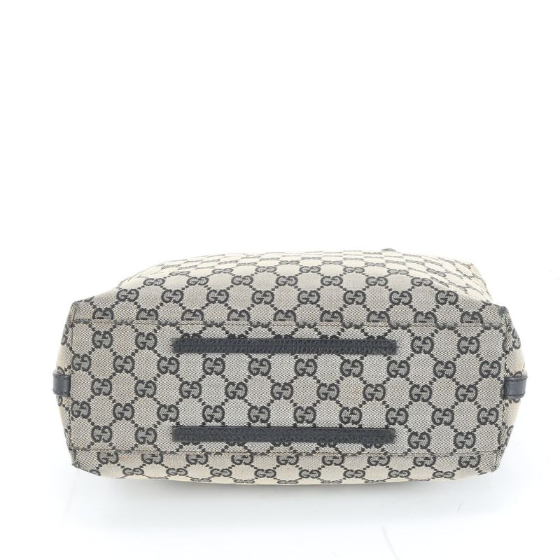 Gucci GG Canvas Leather Tote Shoulder Hand Black