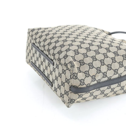 Gucci GG Canvas Leather Tote Shoulder Hand Black