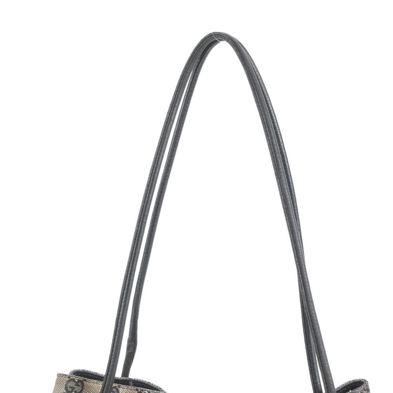 Gucci GG Canvas Leather Tote Shoulder Hand Black