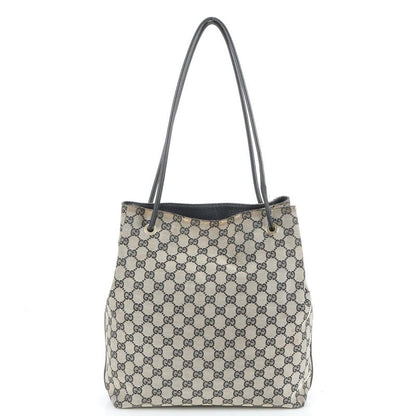 Gucci GG Canvas Leather Tote Shoulder Hand Black