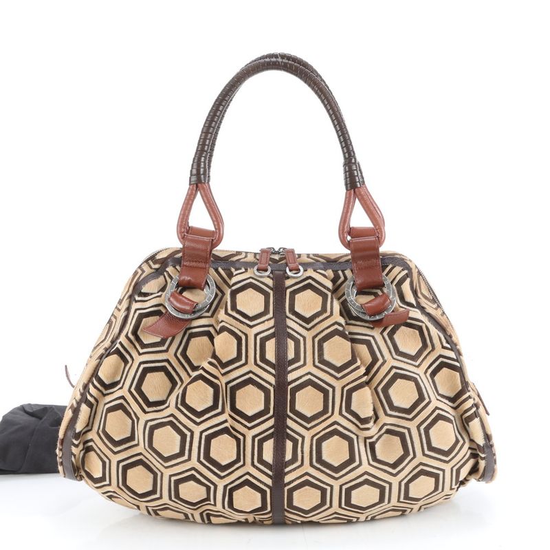 Bvlgari Calf Hair Leather Poly Large Tote